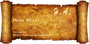 Hein Aliz névjegykártya